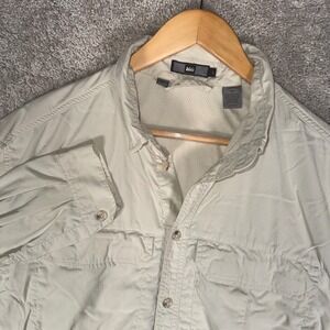 REI Men's L Sahara Long Sleeve Vented Hiking Shirt Gorpcore Tan UPF 40 Large